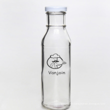 Vanjoin Custom Logo Ring Neck Glass Sauce Round Bottle Kombucha bottle 12oz With Screw Cap